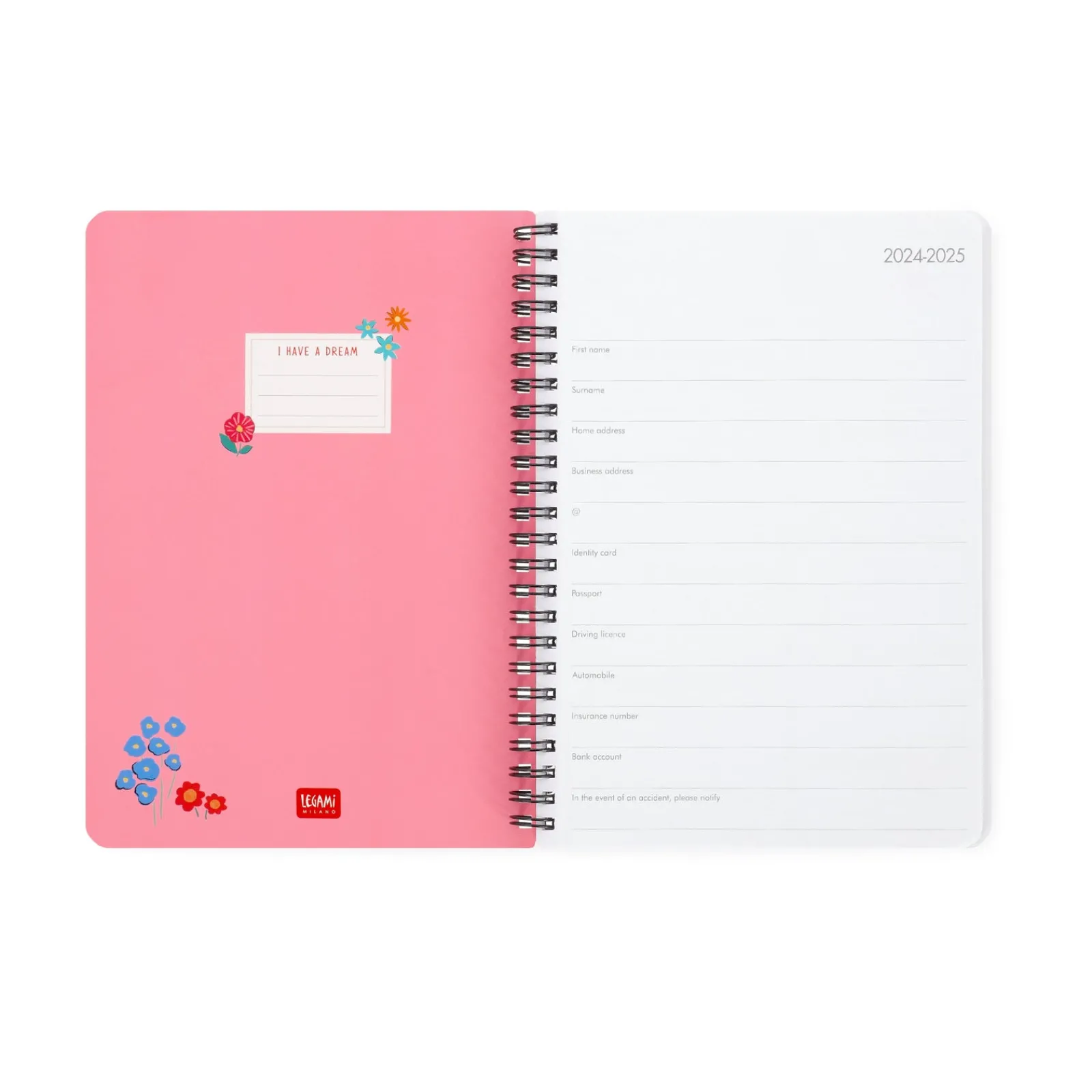 Outlet Legami Agenda 24/25 Semanal Média Espiral - Flowers