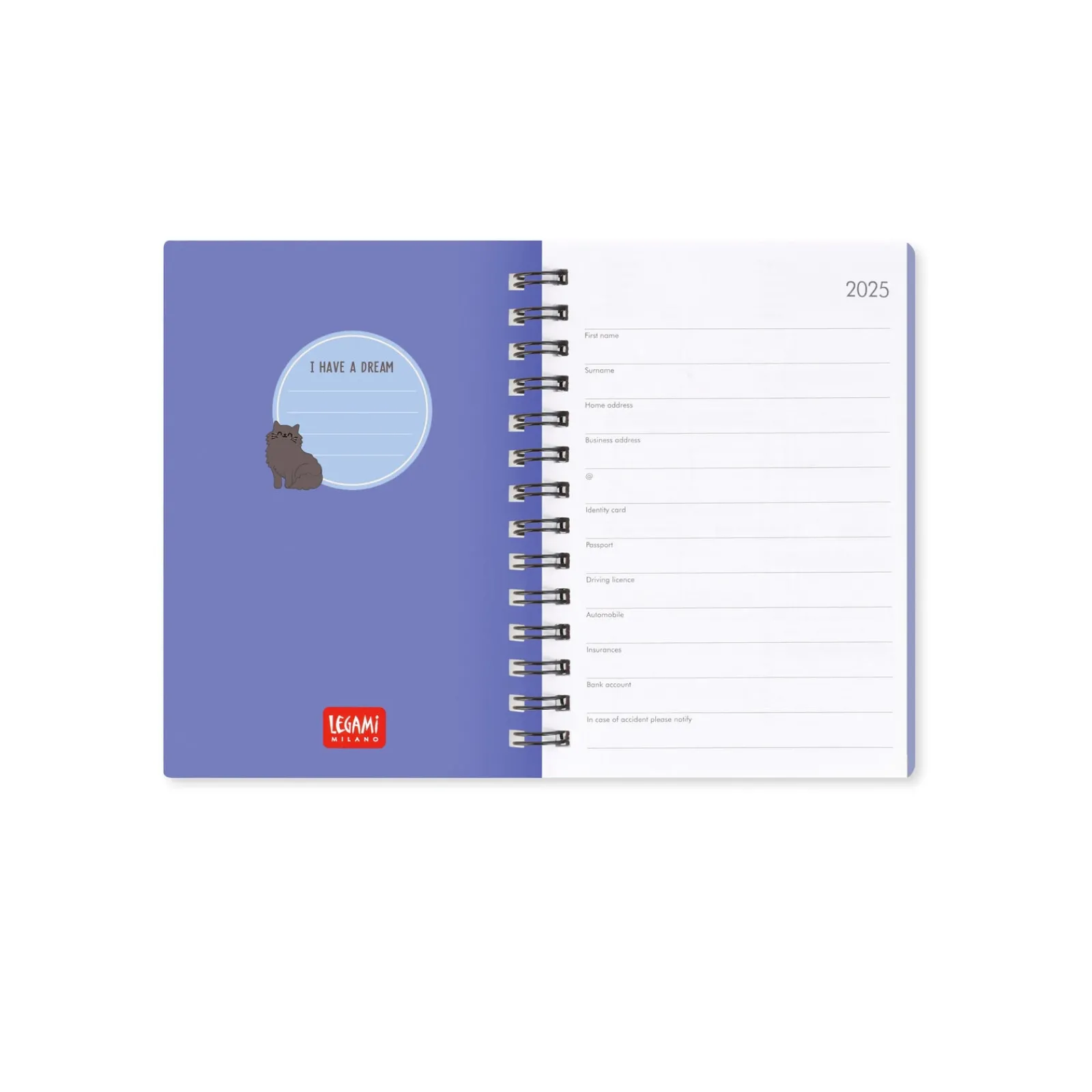 Legami Agenda 2025 Semanal Pequena Espiral - Kitty