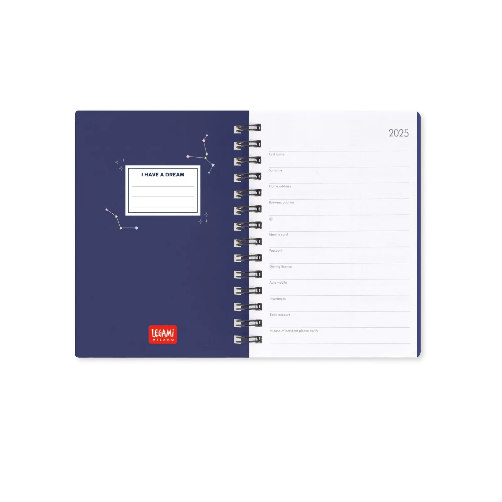 Legami Agenda 2025 Semanal Pequena Espiral - Stars