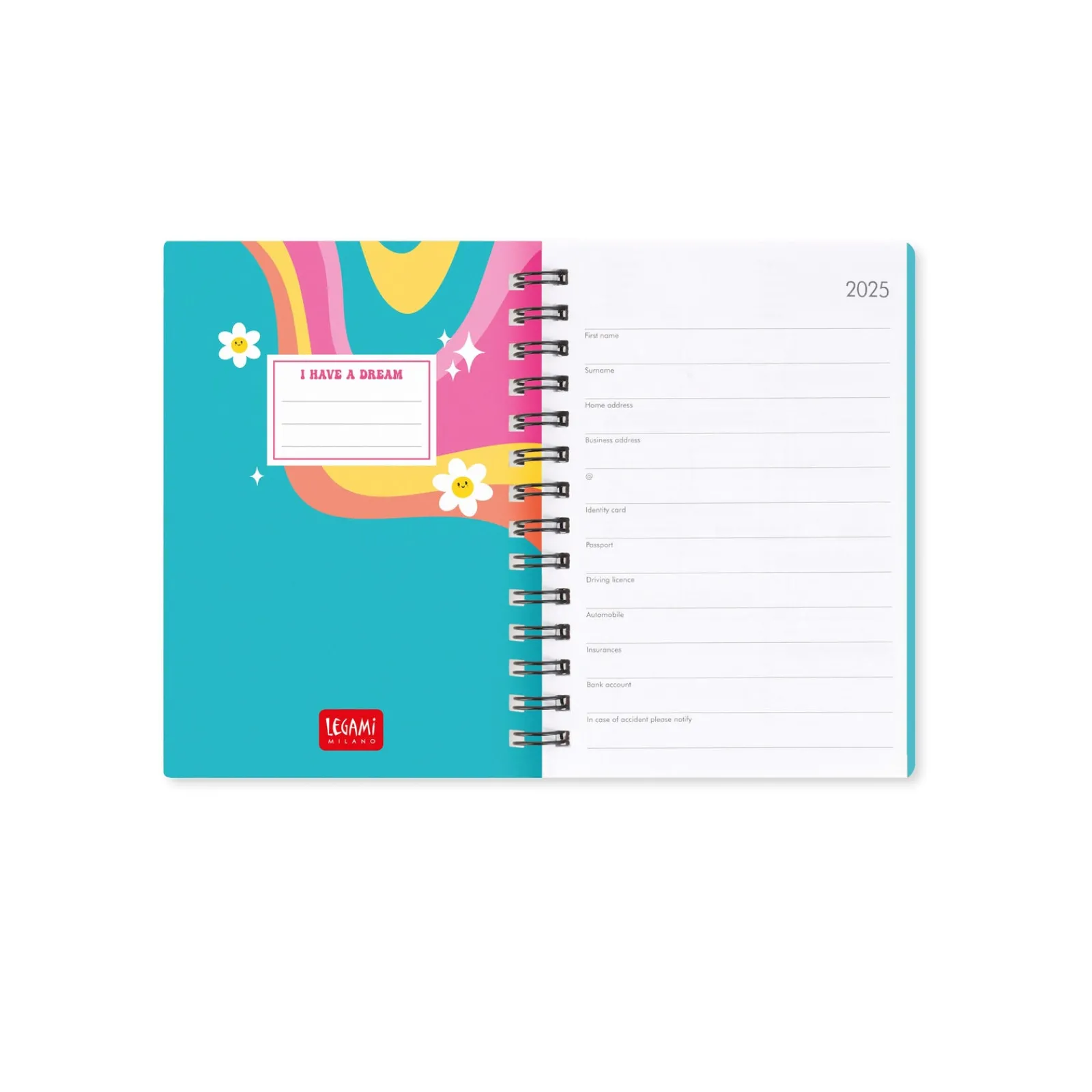 New Legami Agenda 2025 Semanal Pequena Espiral - Daisy