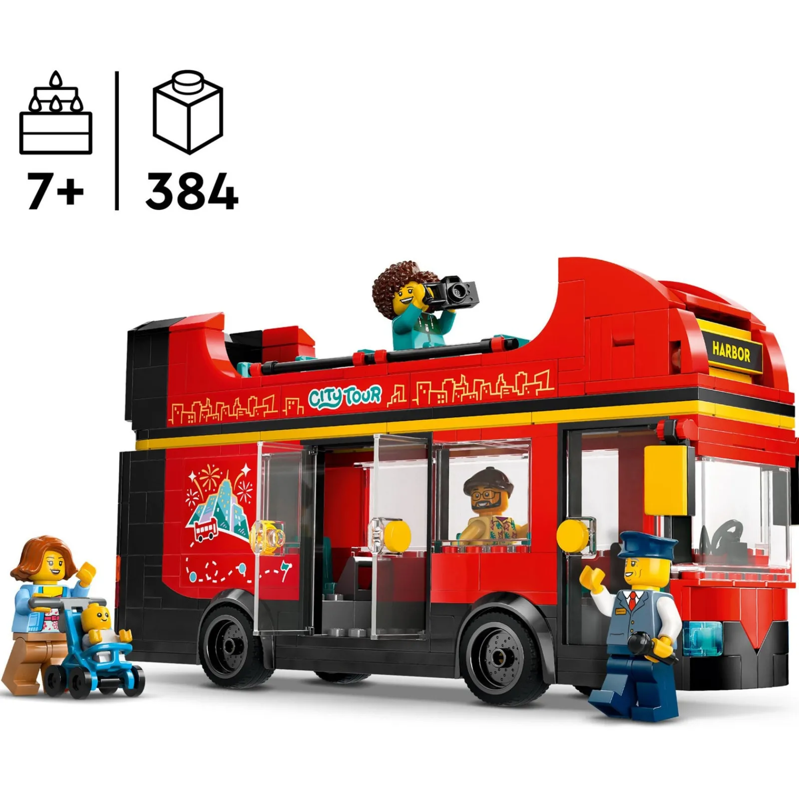 New Lego-City Autocarro Turístico Vermelho de 2 Pisos