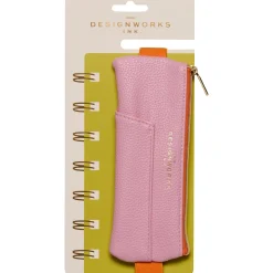 Online Designworks Bolsa Estojo Couro Vegan -Rosa E Laranja