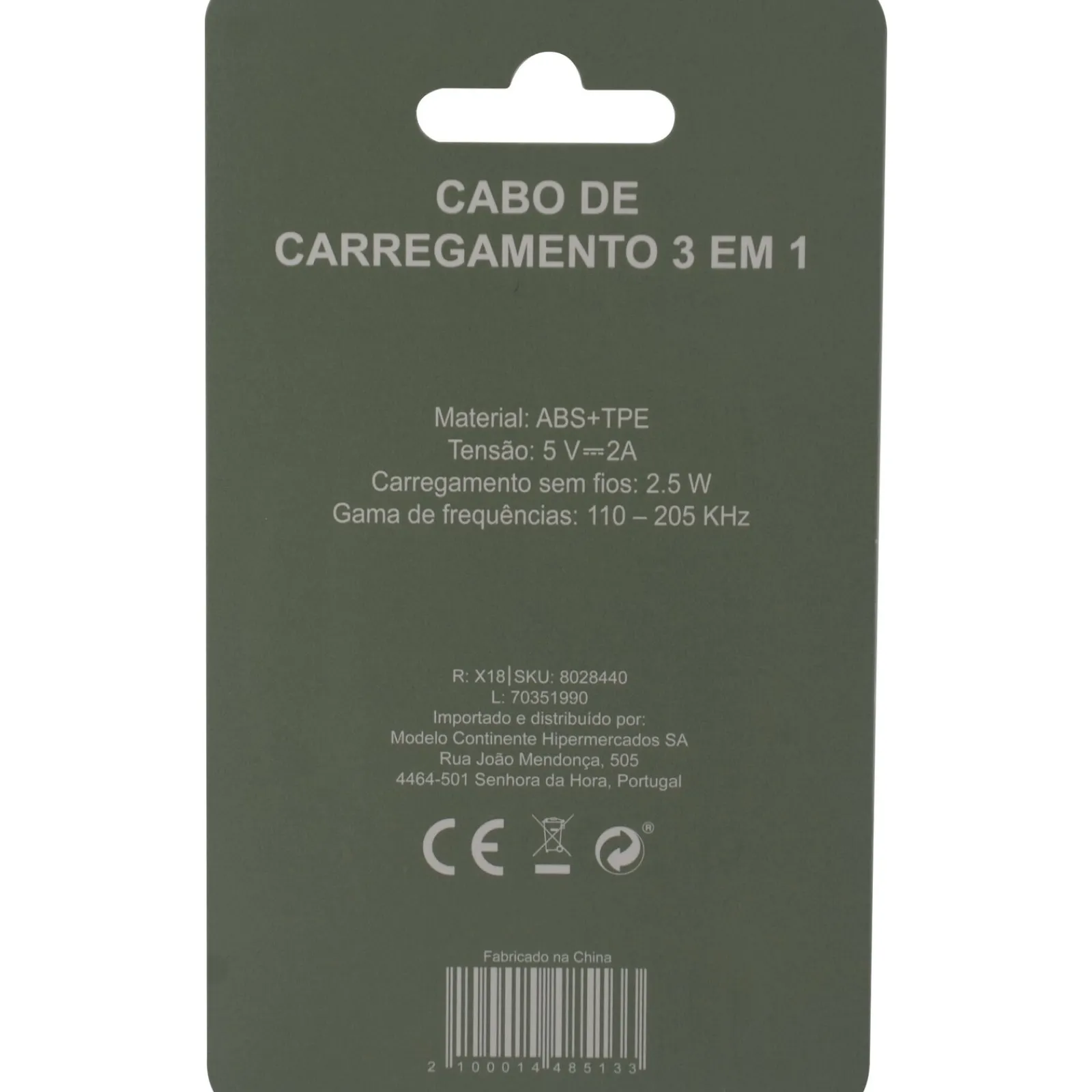 Onetop Cabo De Carregamento 3 Em 1 Verde Fusion