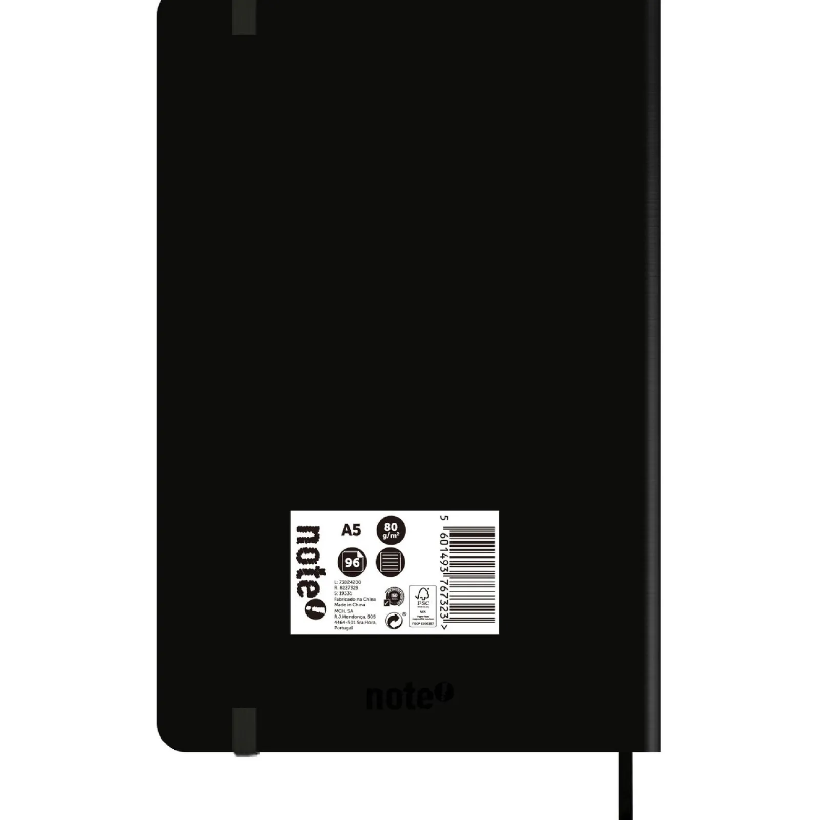 New Note! Caderno Agrafado A5 Capa Soft com Elástico Pautado Preto