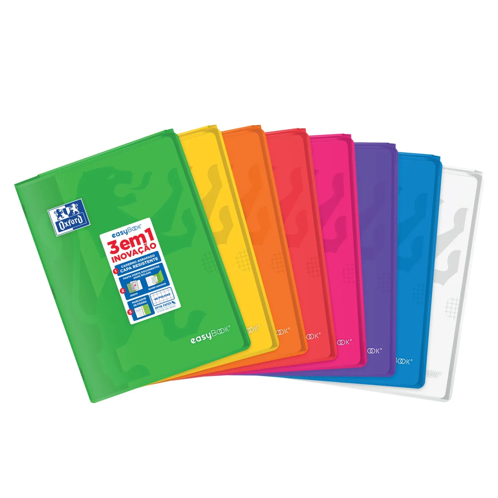 Best Oxford Caderno Agrafado A4 Quadriculado Easybook Sortido 3Em1