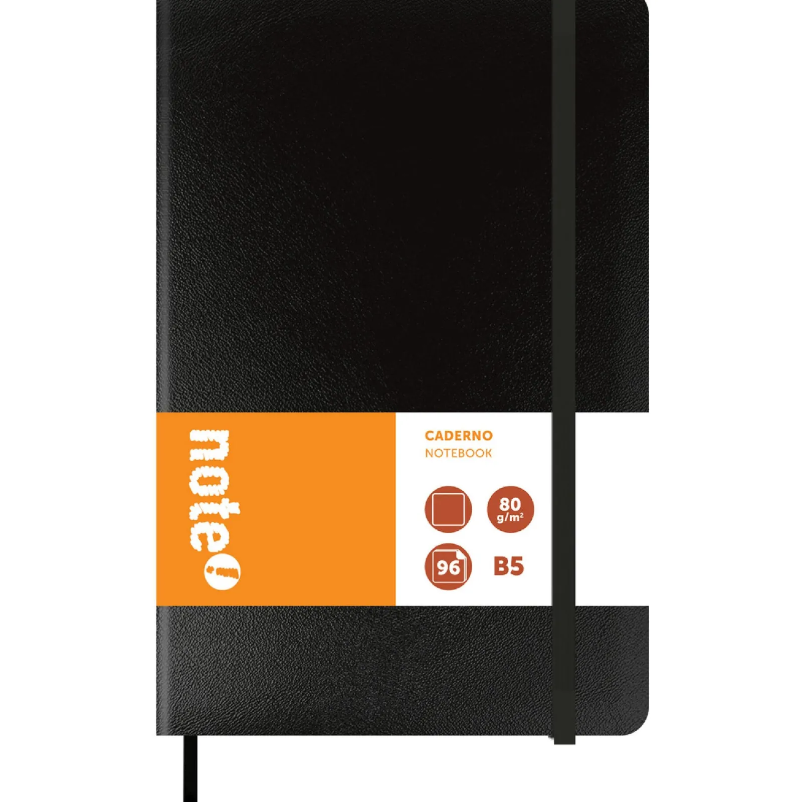 Discount Note! Caderno Agrafado B5 Capa dura com Elástico Liso Preto