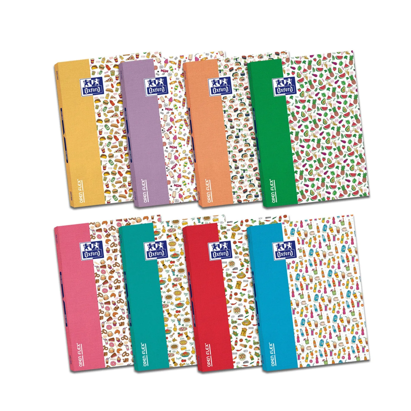 New Oxford Caderno Agrafado Openflex Funny Food A4 Pautado (várias cores)
