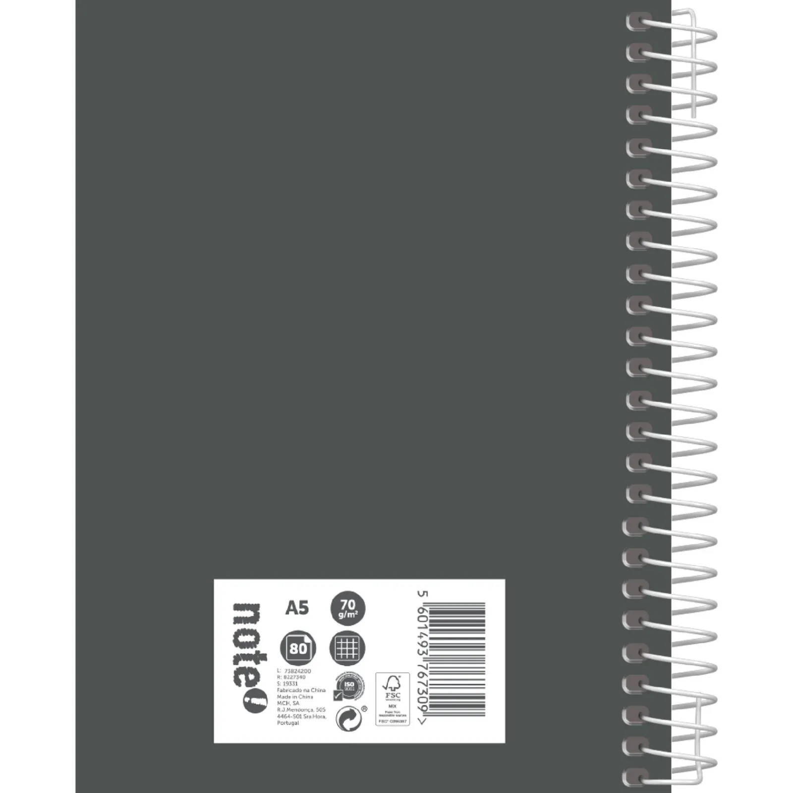 Discount Note! Caderno Espiral A5 80 Folhas 70G Quadriculado Tecnoline