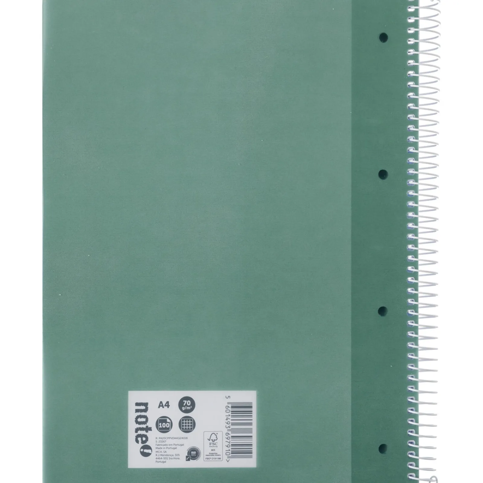 Note! Caderno Espiral A4 Quadriculado 100 Folhas 70g Verde Escuro