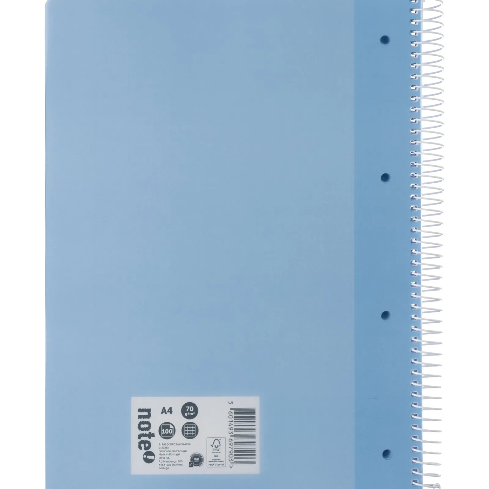 Note! Caderno Espiral A4 Quadriculado 100 Folhas 70g Azul Claro