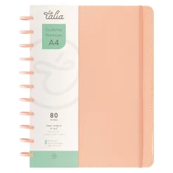 Talia Caderno Smart A4 com Elástico e Suporte Esferográfica 80 Folhas Pautado Rosa