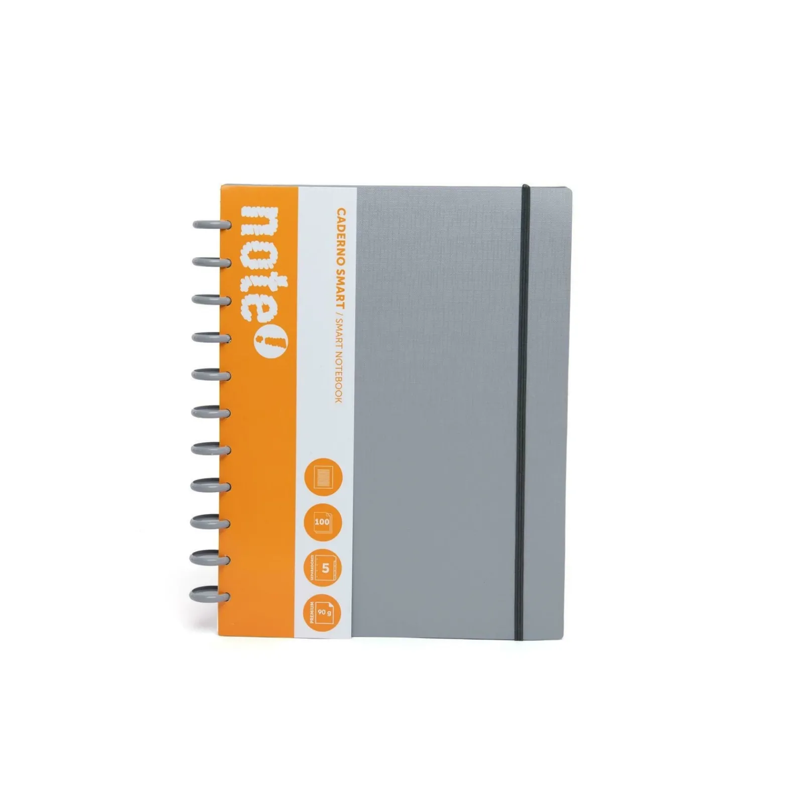 Note! Caderno Smart A4 com Elástico 100 Folhas Pautado Cinza
