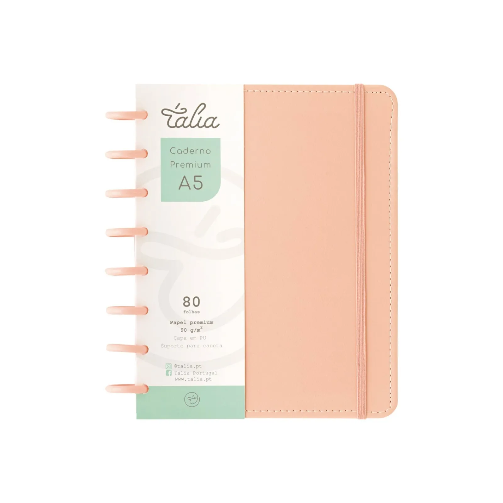 Talia Caderno Smart com Elástico Espiral A5 Pautado Rosa
