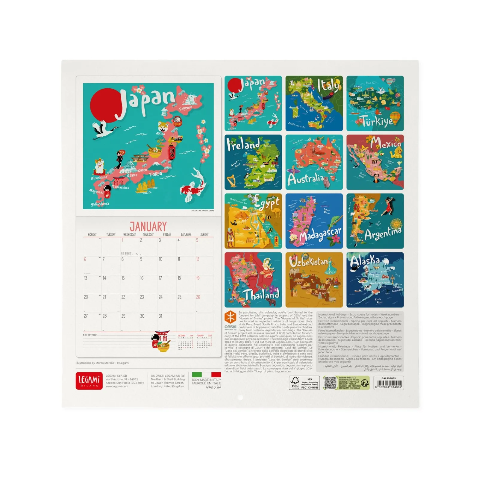 Clearance Legami Calendário 2025 30X29 - Let'S Travel