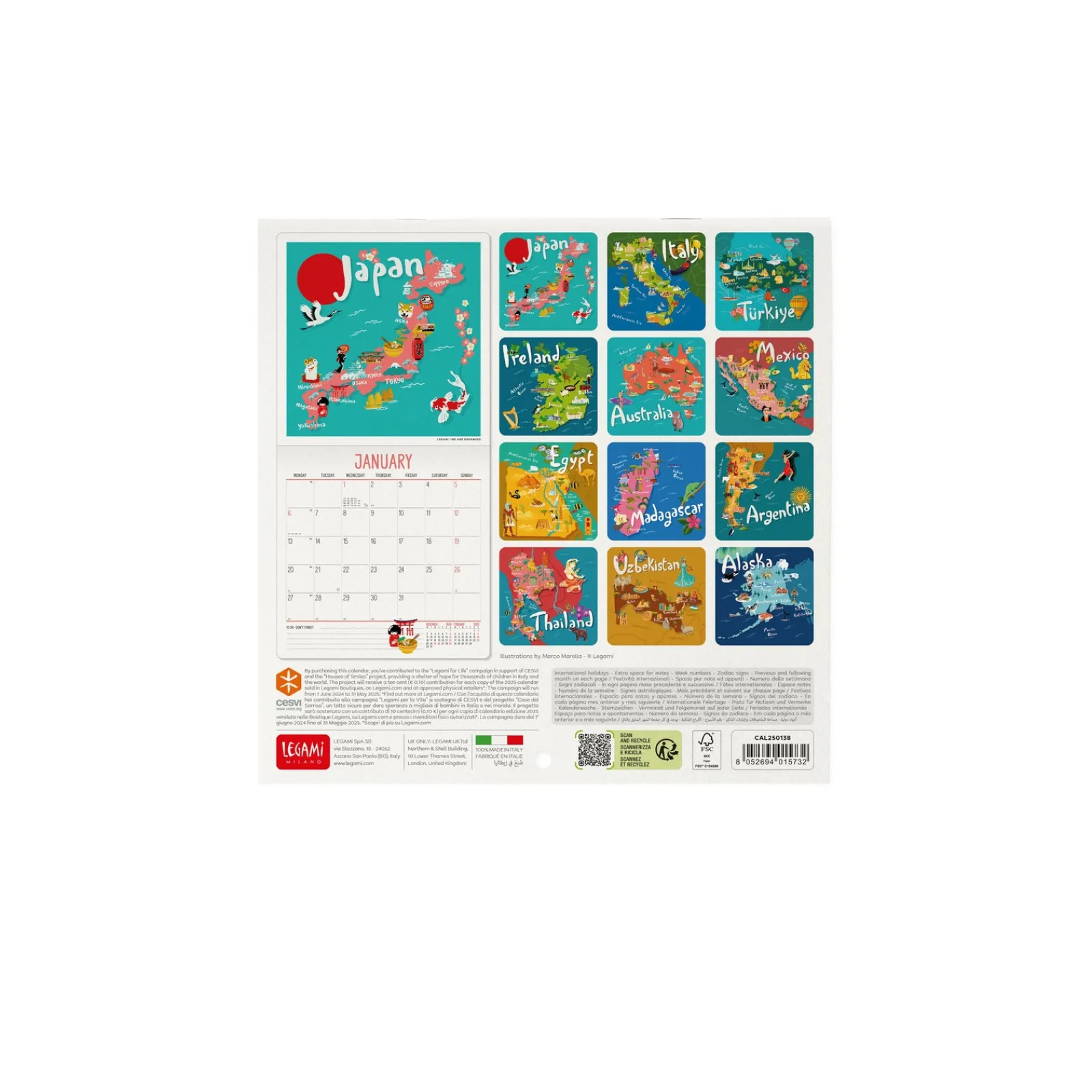 Online Legami Calendário 2025 18X18 - Let'S Travel