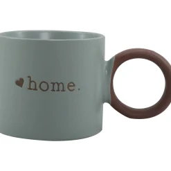 Kasa Caneca Azul Home com Asa Castanha
