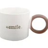 New Kasa Caneca Branca Smile com Asa Castanha