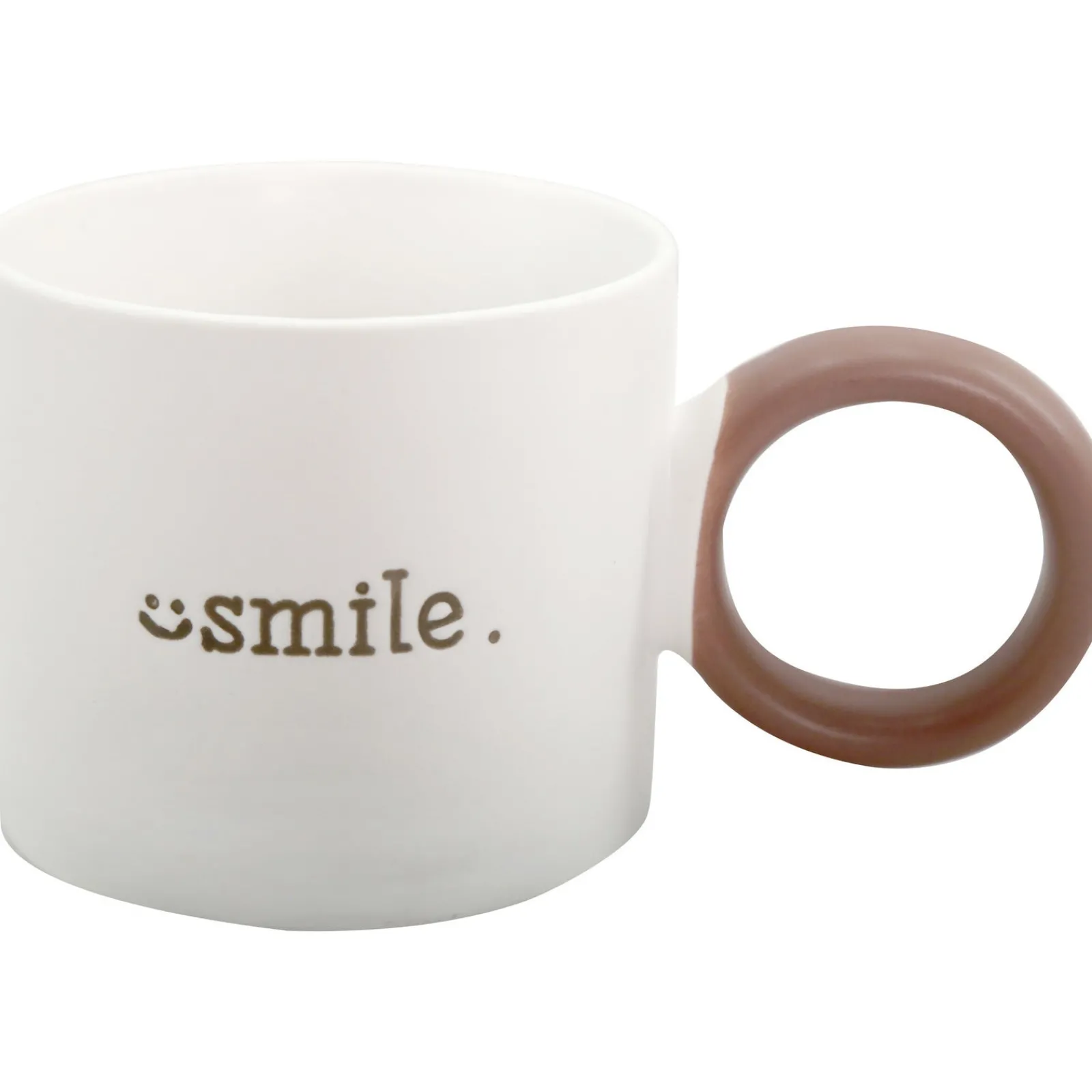 New Kasa Caneca Branca Smile com Asa Castanha