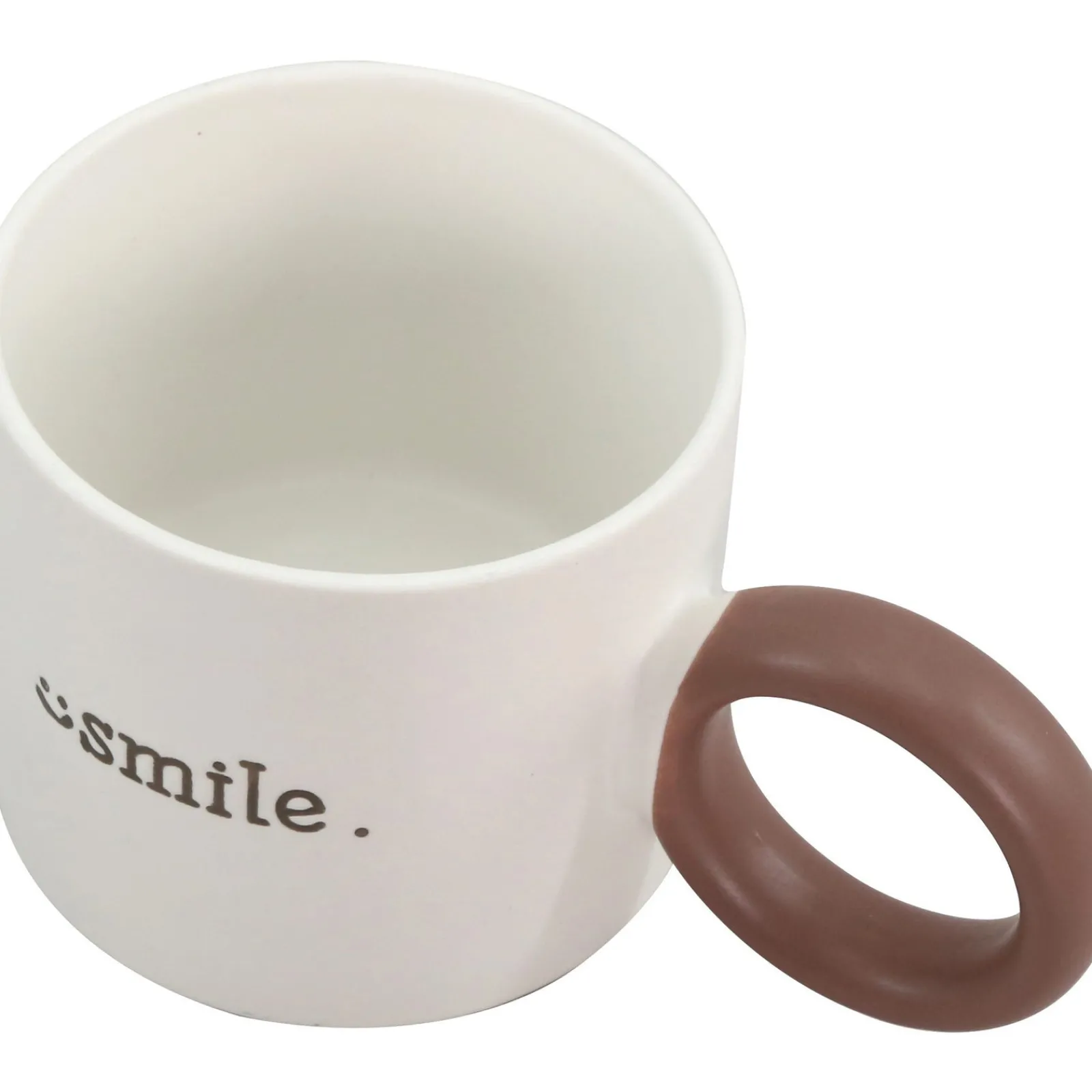 New Kasa Caneca Branca Smile com Asa Castanha