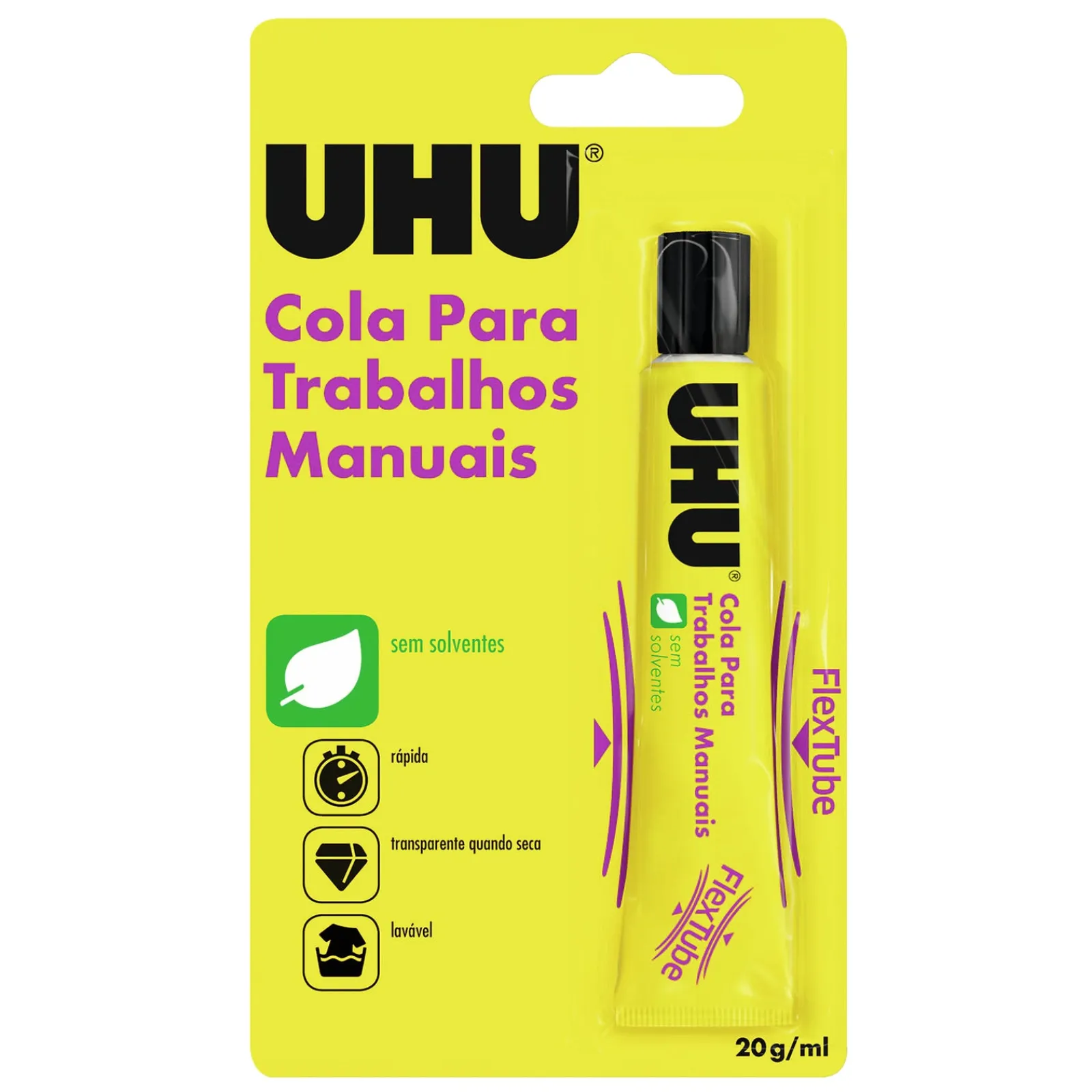 Uhu Cola Branca Tubo Plástico 20Gr Felx+Clean