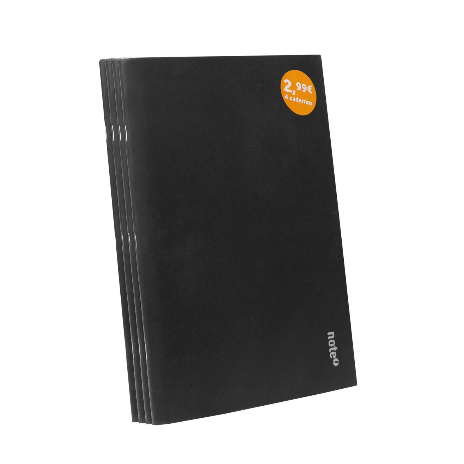 Note! Conjunto 4 Cadernos Agrafados Pautados A4 Pretos