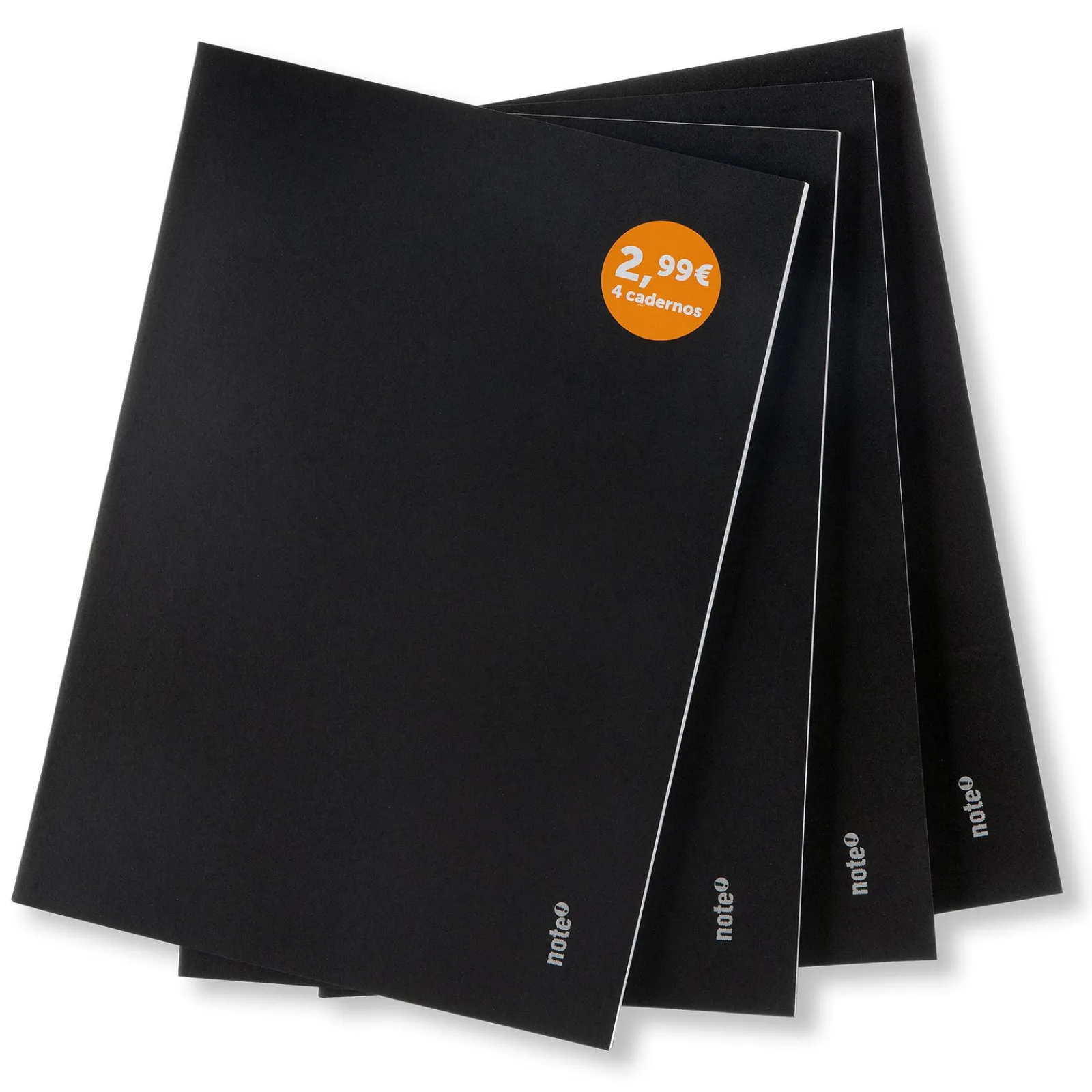 Note! Conjunto 4 Cadernos Agrafados Pautados A4 Pretos