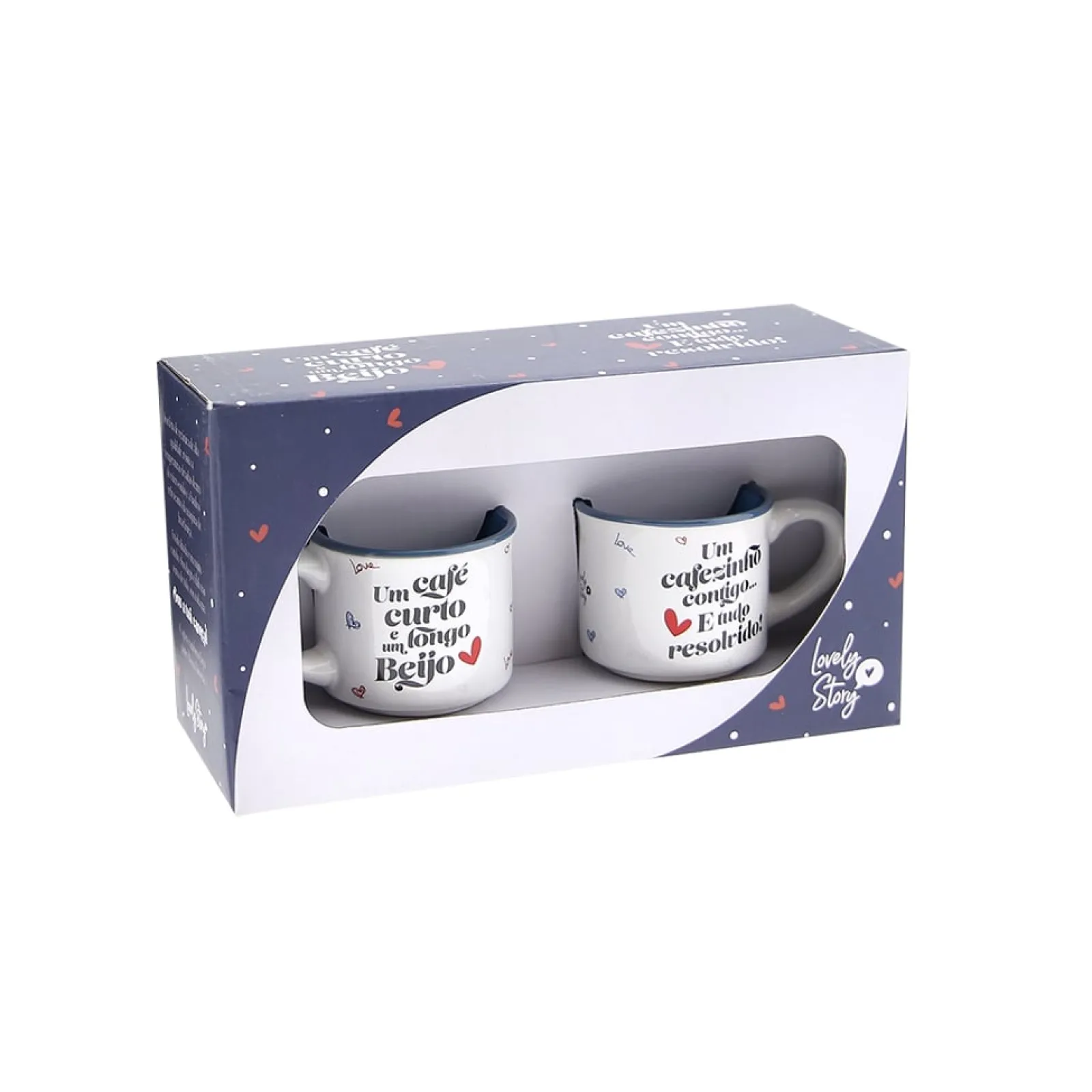 Lovely Story Conjunto 2 Chávenas Café - Um Café Curto E Um Longo Beijo