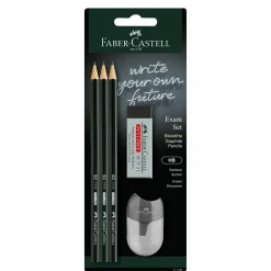 Faber Castell Conjunto 3 Lápis Grafite HB + Borracha + Afia Preto