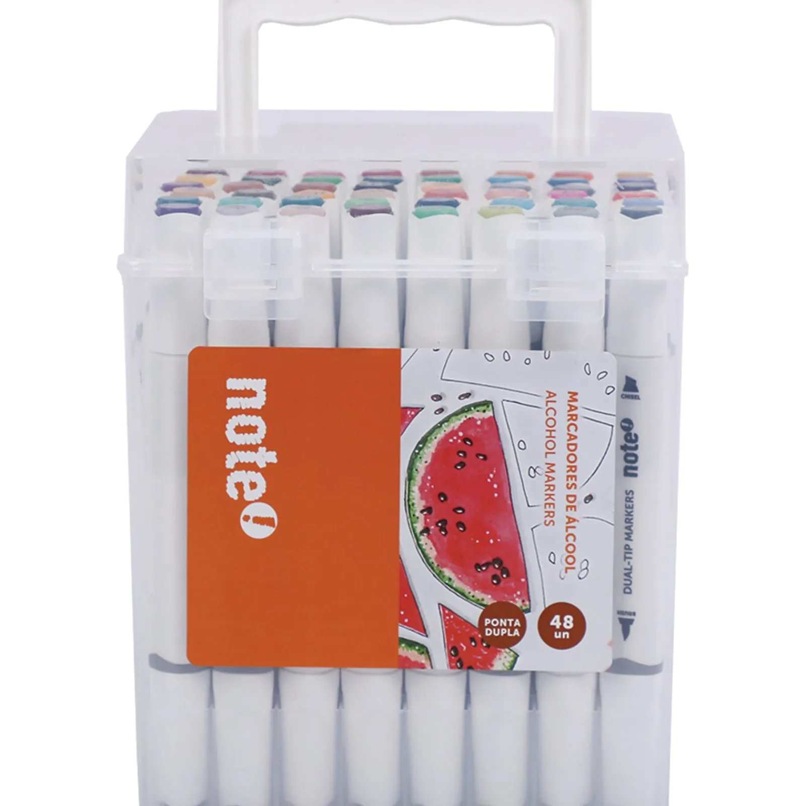 Note! Conjunto 48 Marcadores Ponta Dupla Base Álcool