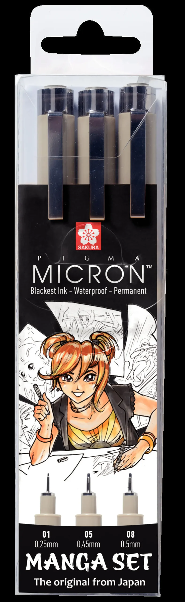 Sakura Conjunto de 3 Marcadores Pretos Pigma Micron Manga