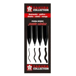 Sakura Conjunto de 4 Marcadores Pretos Pigma Sensei