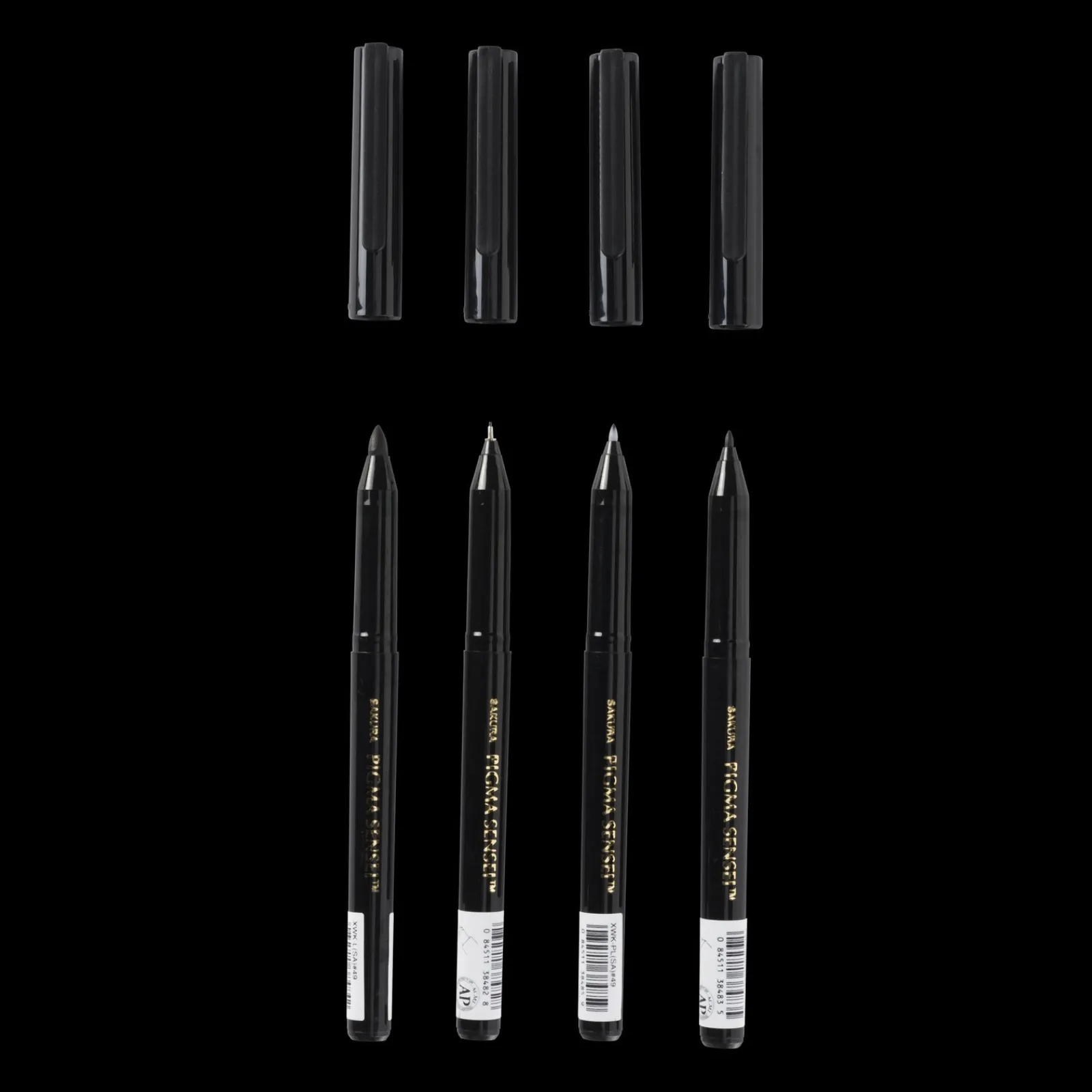 Sakura Conjunto de 4 Marcadores Pretos Pigma Sensei Manga