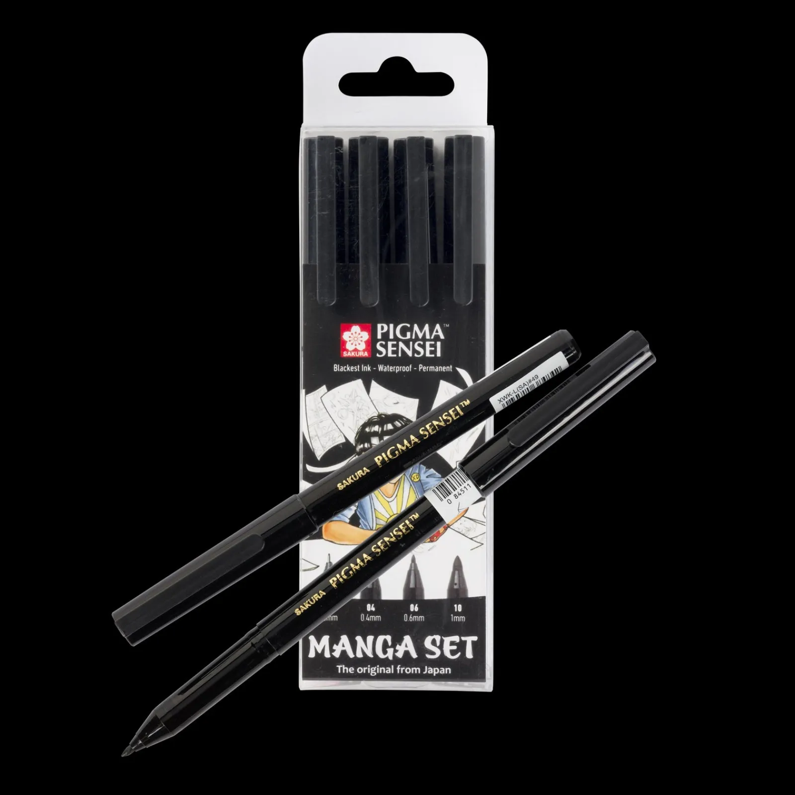 Sakura Conjunto de 4 Marcadores Pretos Pigma Sensei Manga