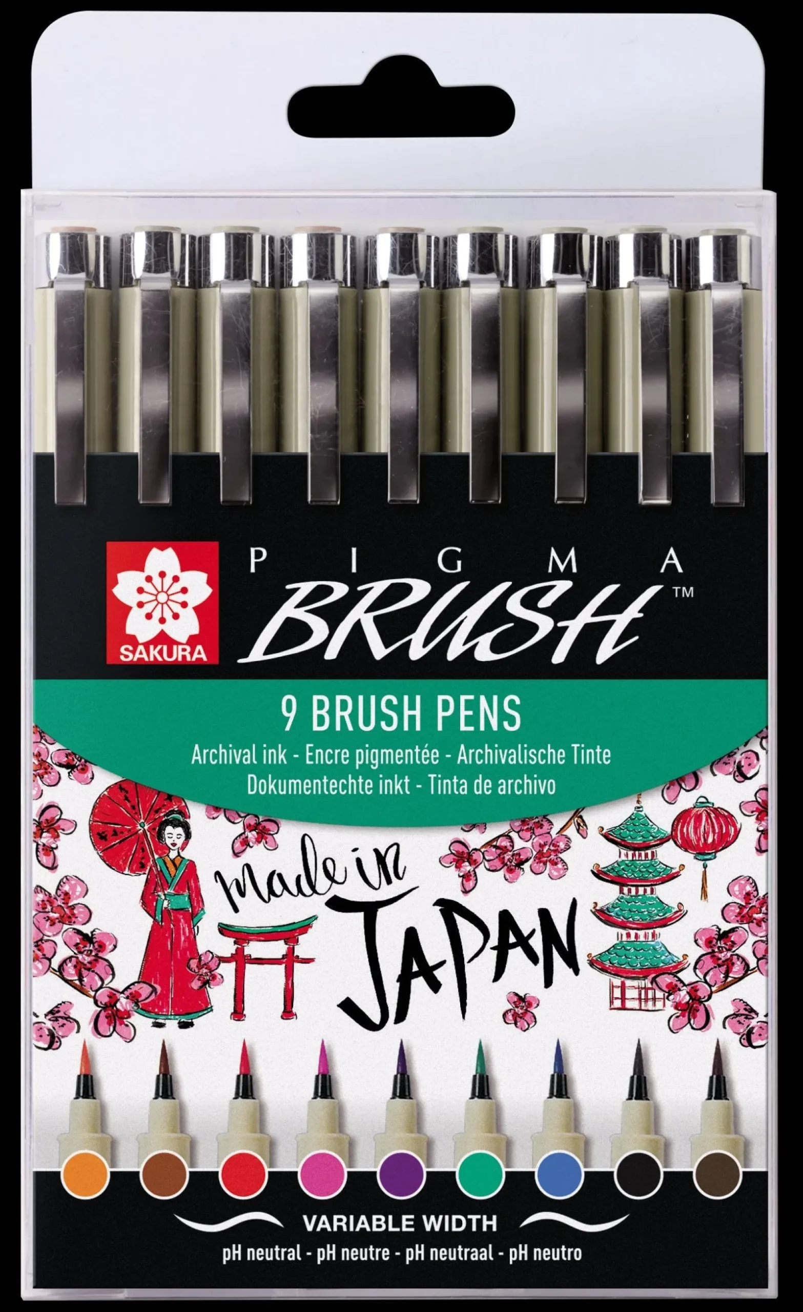 Sakura Conjunto de 9 Marcadores Pigma Brush