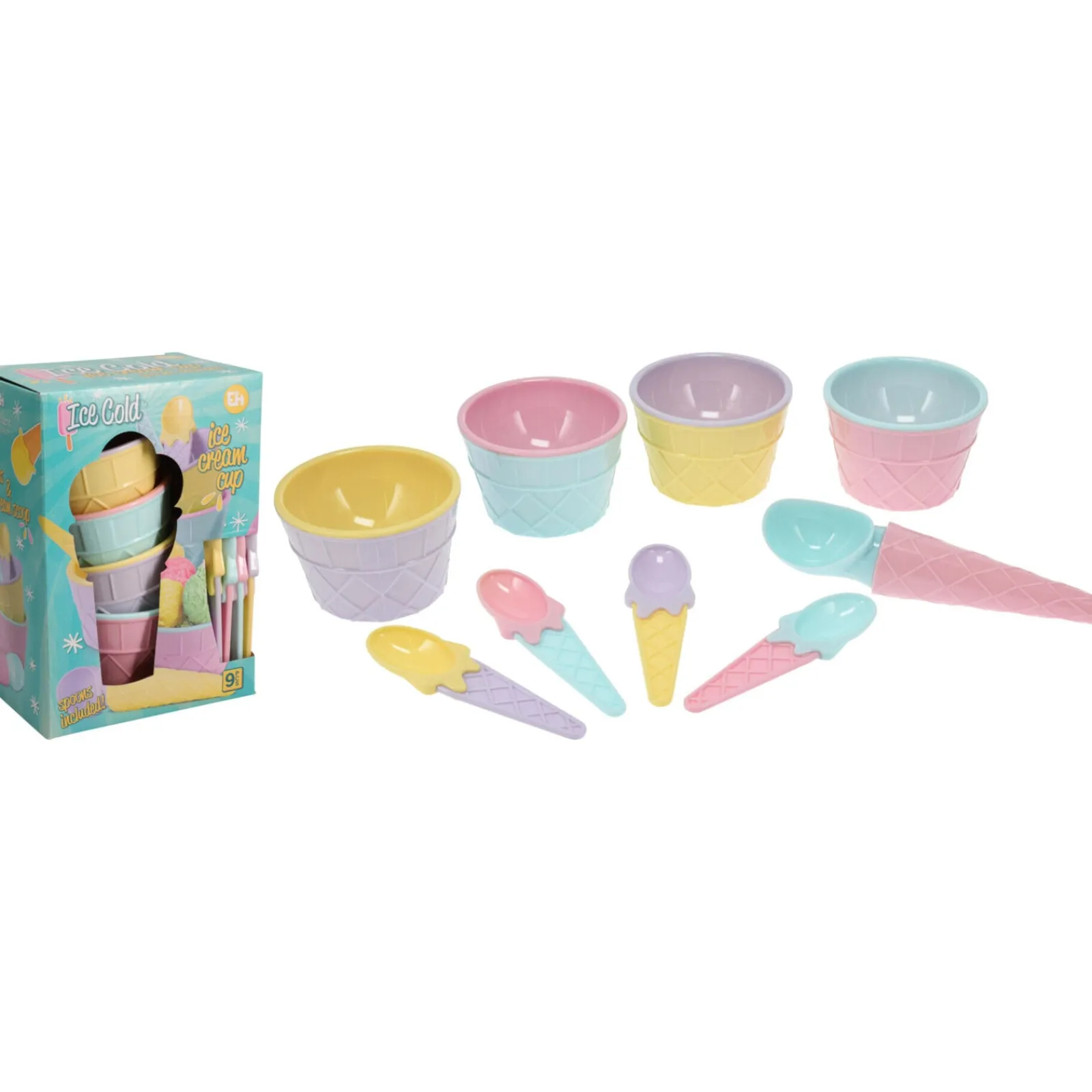 Koopman Conjunto De Servir Gelado Colorido 9 Peças