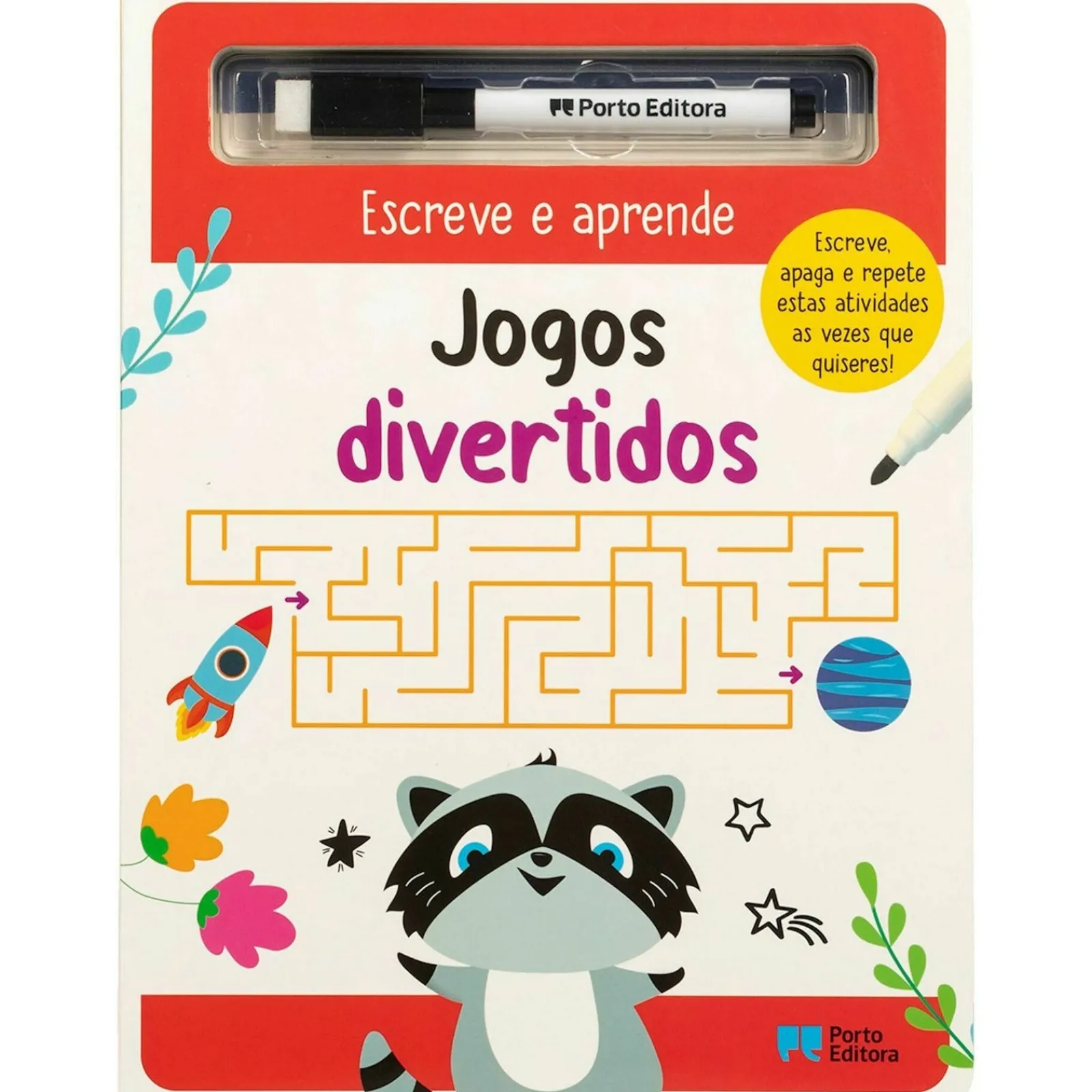 Clearance Porto Editora Escreve A Aprende - Jogos Divertidos - Inclui Caneta Escreve A Apaga