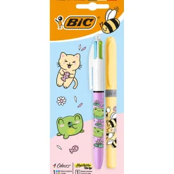 Bic Esferográfica 4 Cores + Sublinhador Pastel Kawaii 2 Unidades