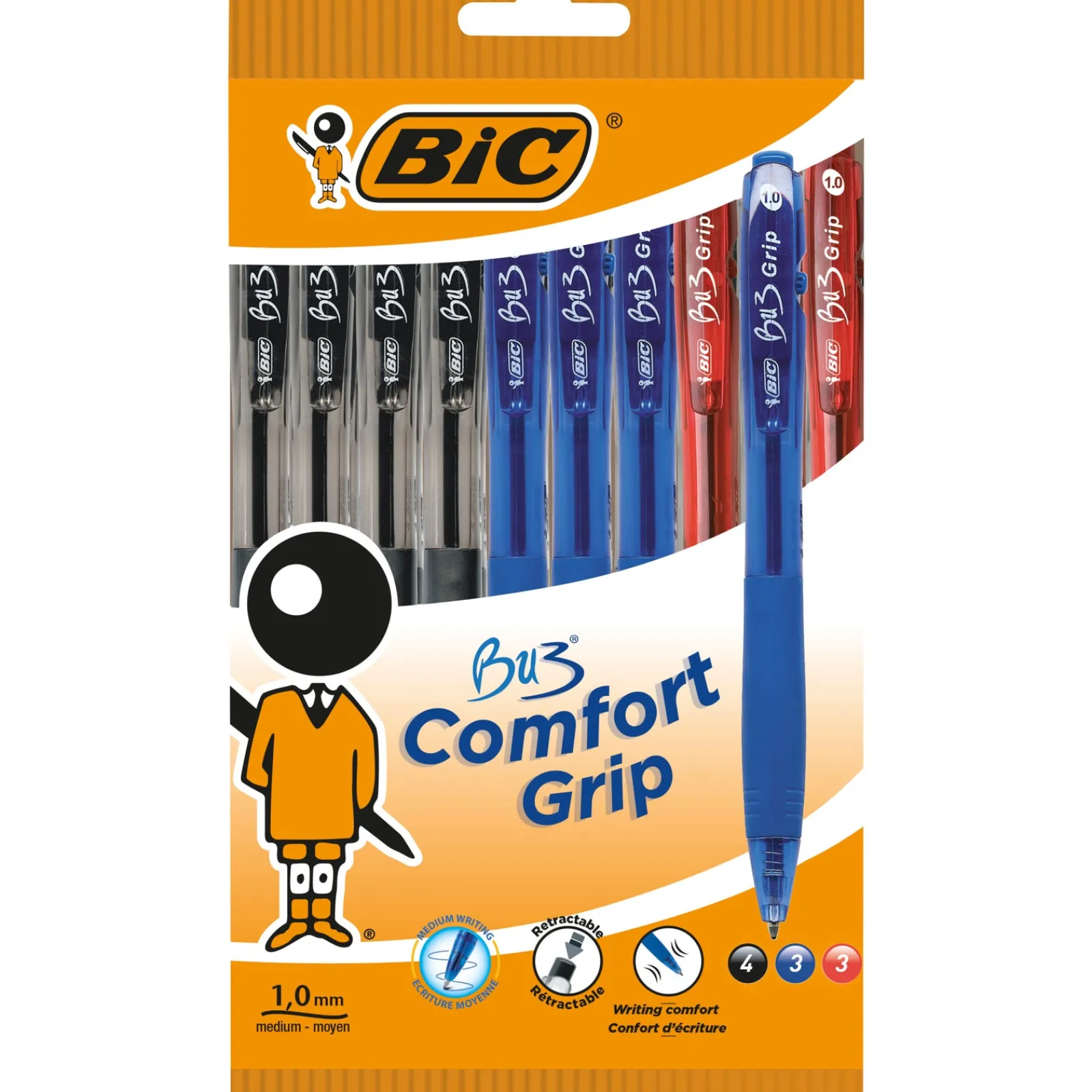 Bic Esferográfica Bu3 Com Grip Sortido 10 Unidades