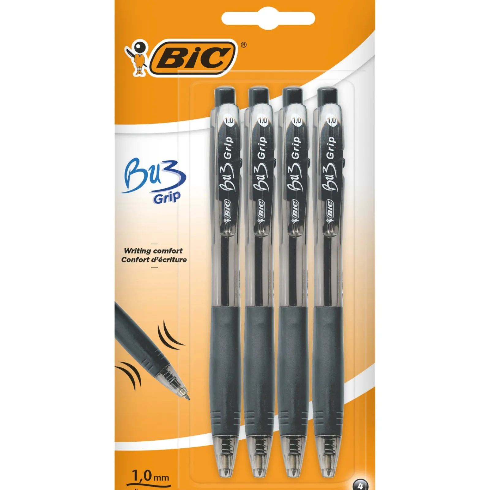 Clearance Bic Esferográfica Bu3 com Grip Preto 4 Unidades
