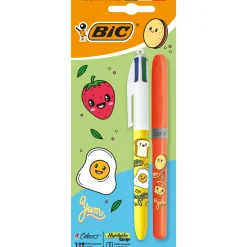 Bic Esferográfica 4Cores+Sublinhador Neon Kawaii 2 Unidades