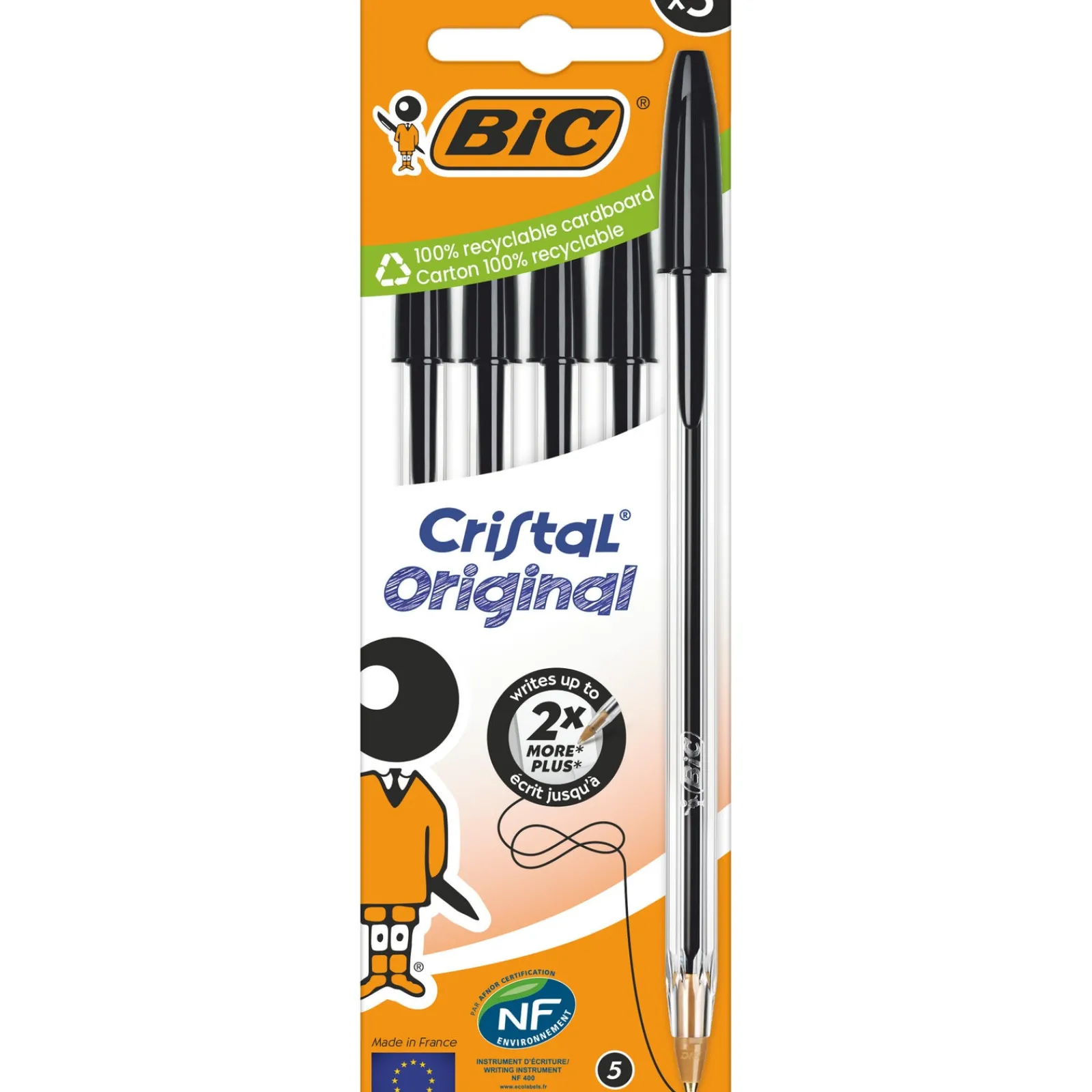 Bic Esferográfica Cristal Medium 5 Unidades Pretas