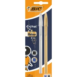 Best Bic Esferográfica Cristal Shine Dourada e Prateada