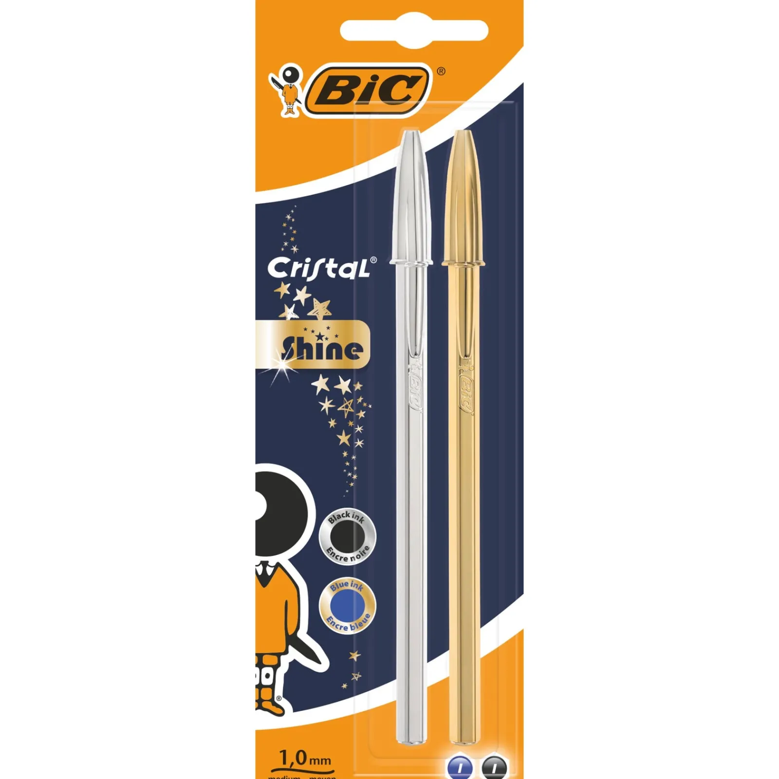 Best Bic Esferográfica Cristal Shine Dourada e Prateada