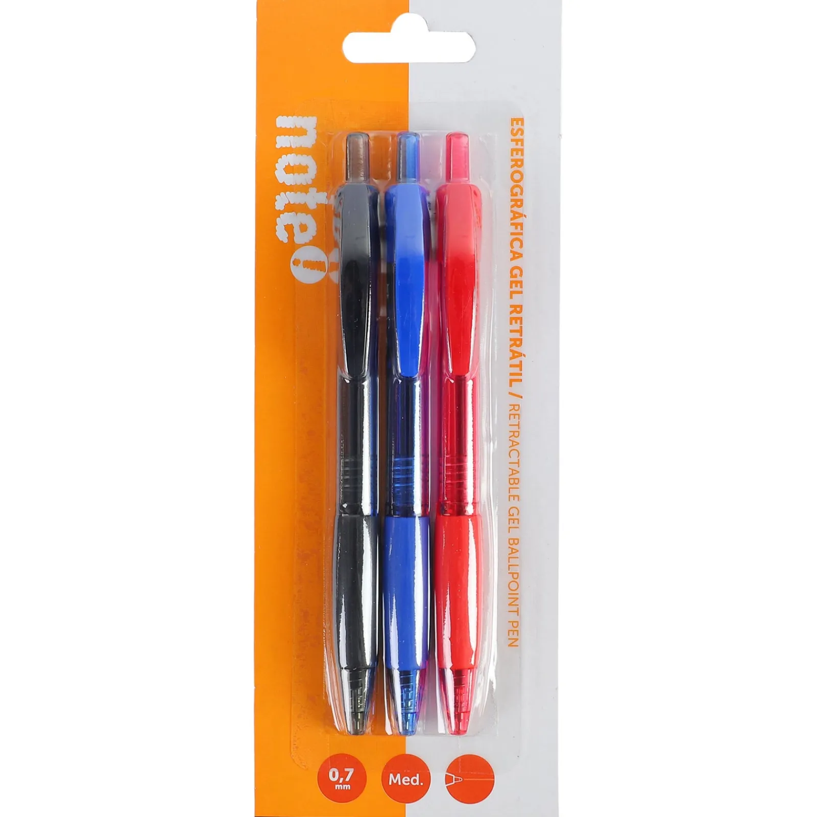 Note! Esferográfica Retrátil 0,7mm 3 Unidades Sortidos