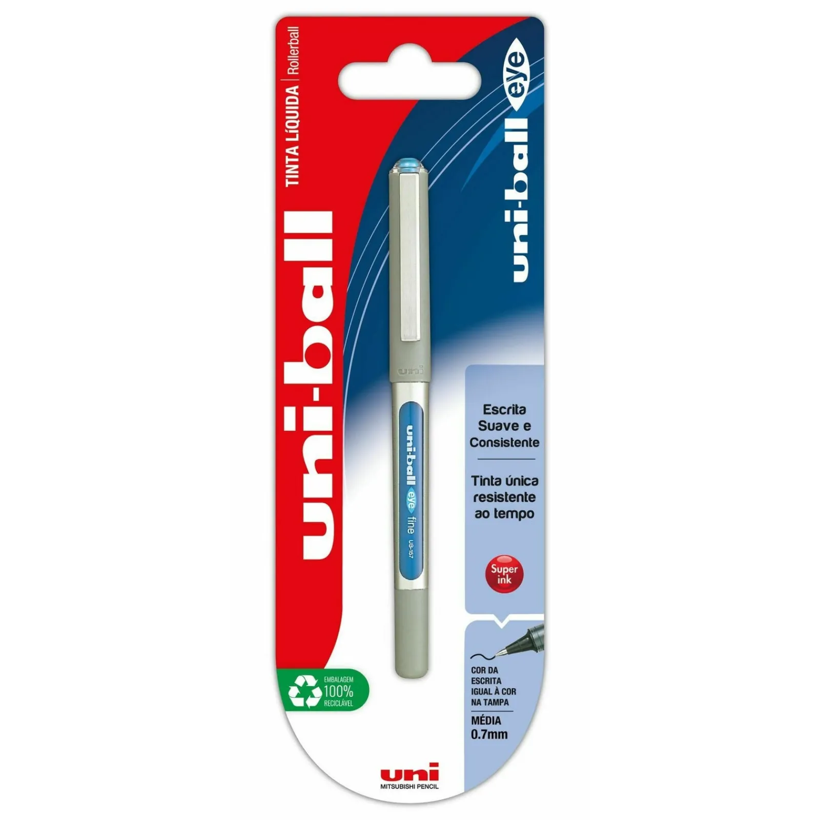 Uni Esferográfica Roller Eye Fine Ub157 Azul Claro