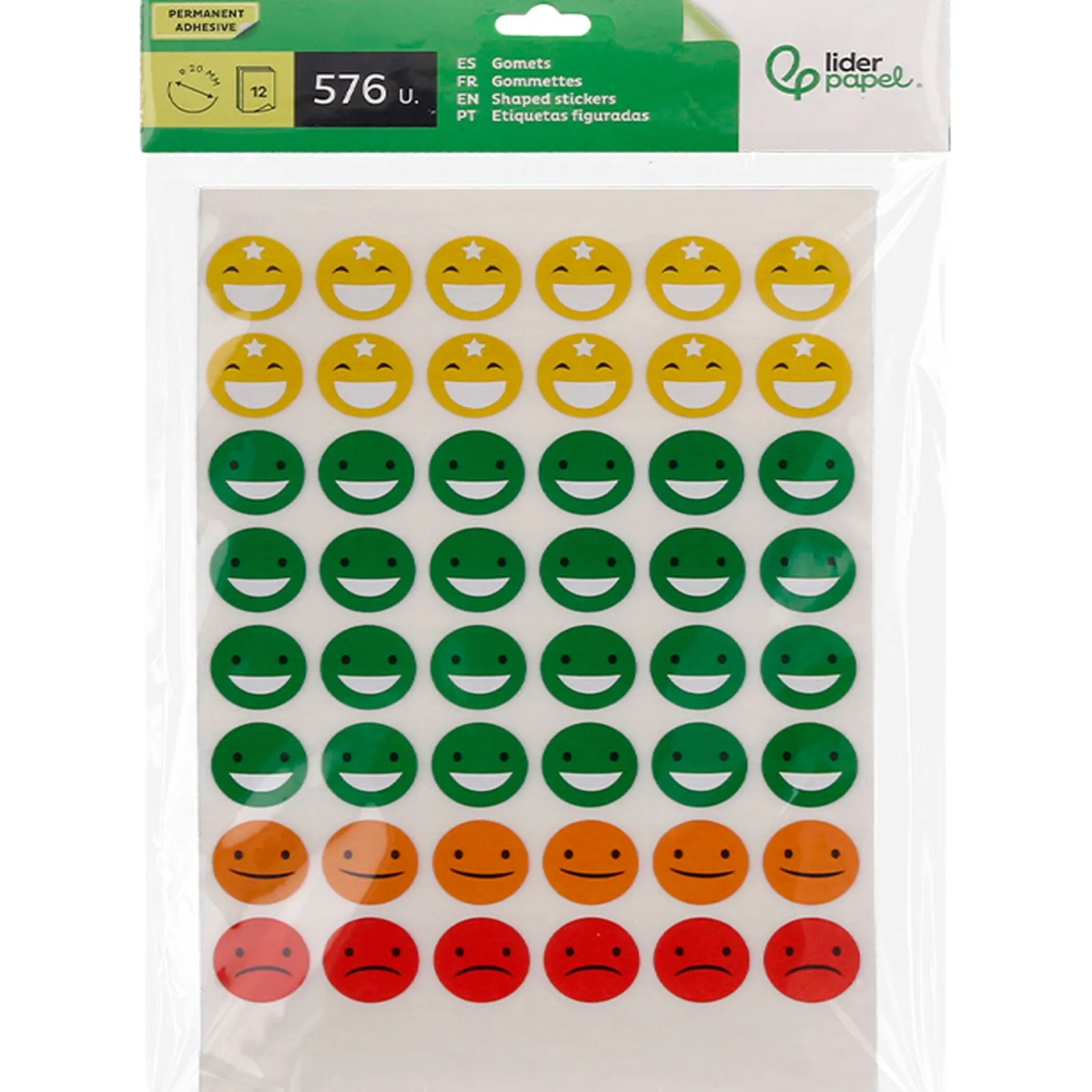 Clearance Liderpapel Etiqueta Escolar Caras Cores Sortido 576 Unidades