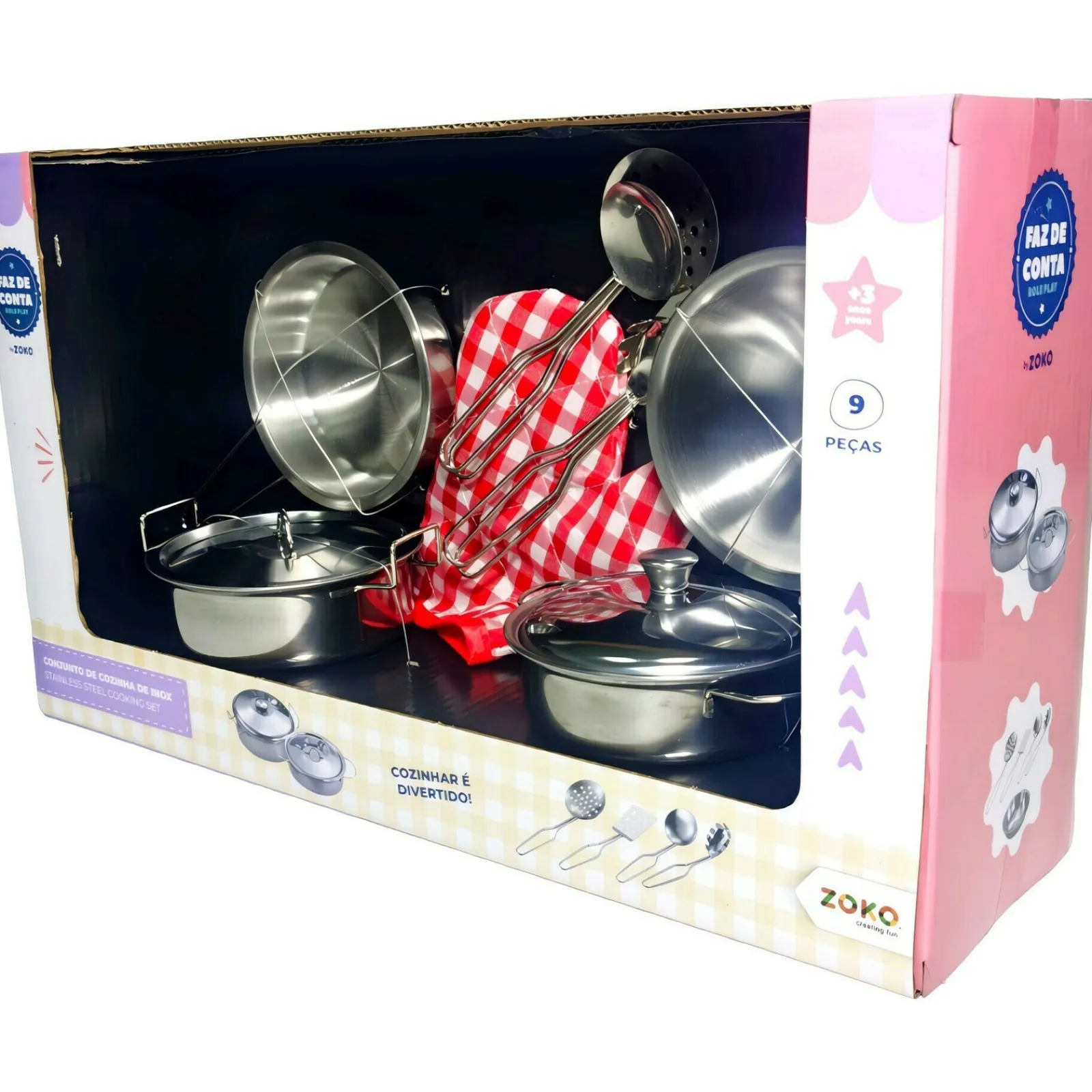 Zoko-Faz Conta Faz Conta - Conjunto De Panelas Inox Com