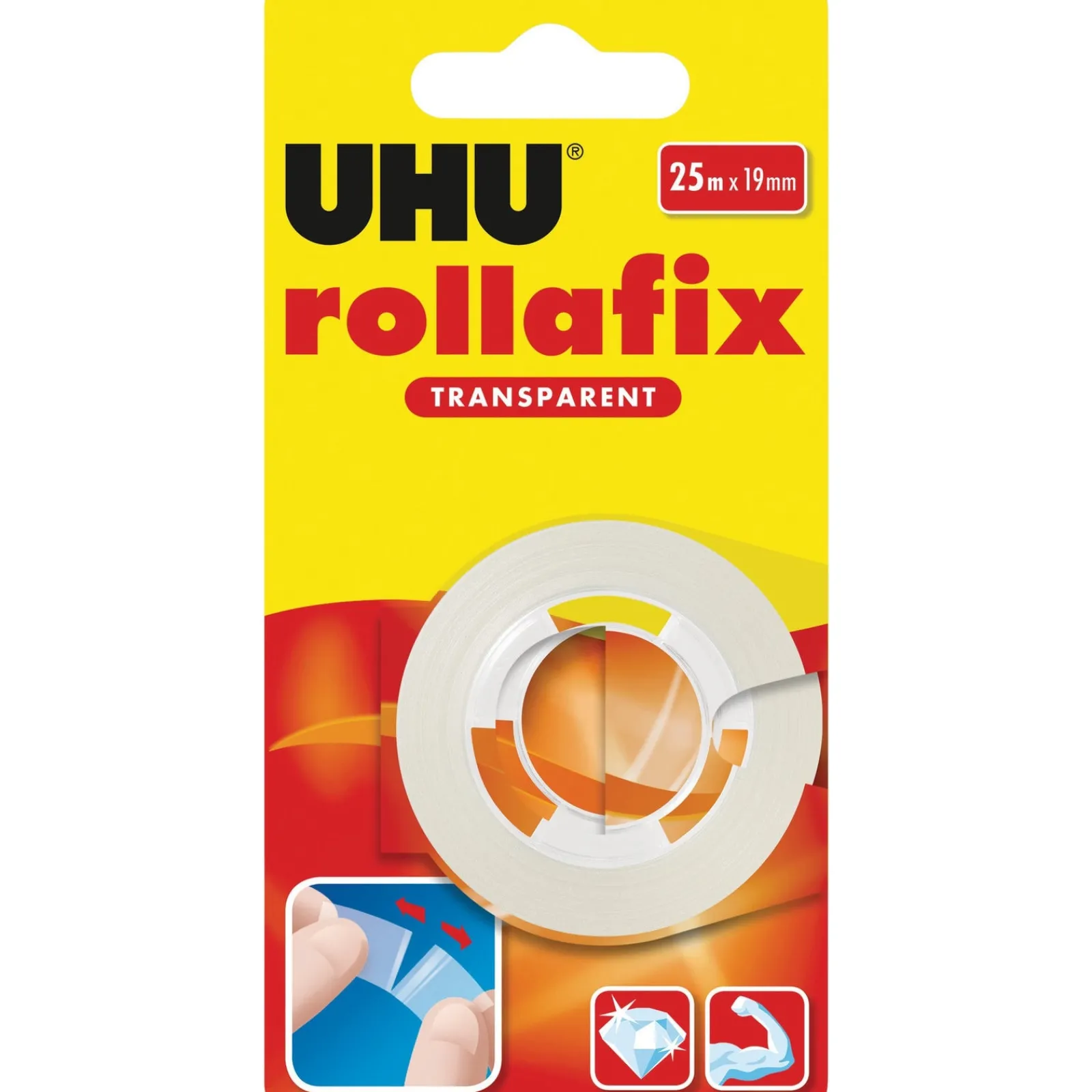 Uhu Fita Cola Transparente Rollafix 25m x 19mm