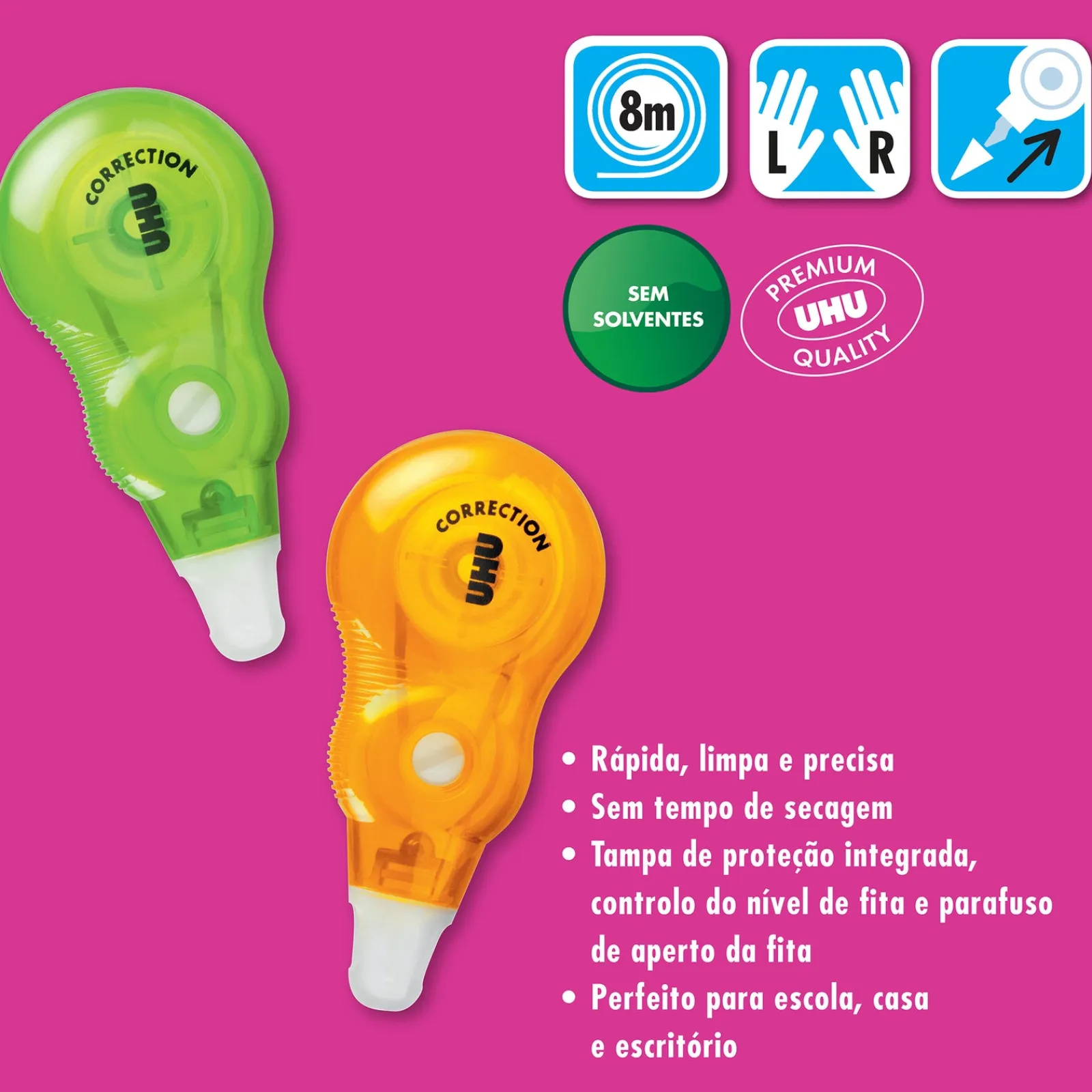 Uhu Fita Corretora Micro Roller 8M 2 Unidades