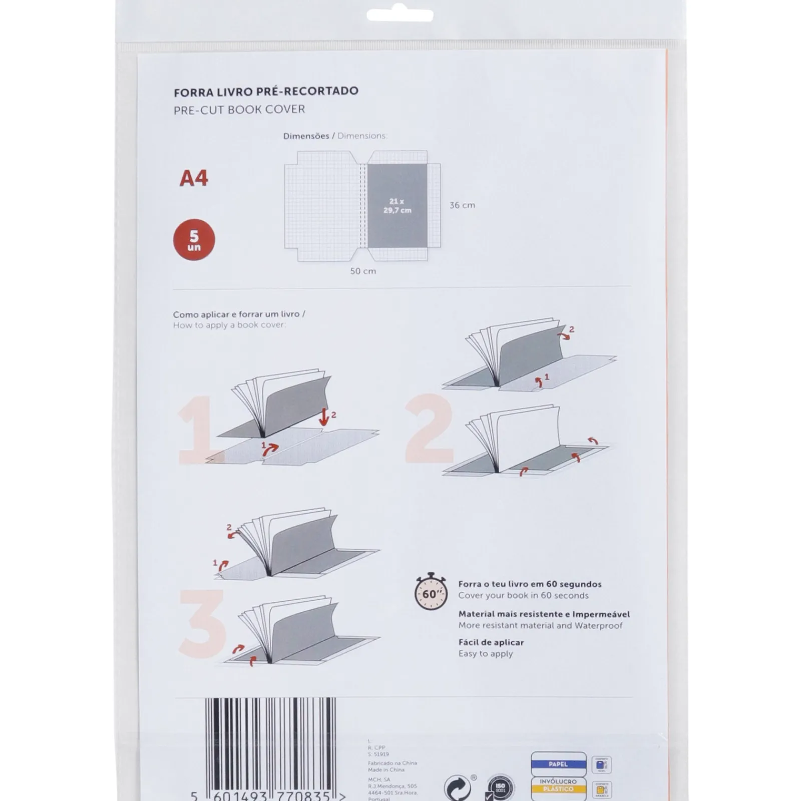 Note! Forra Livro A4 Pré-Recortado 5 Unidades